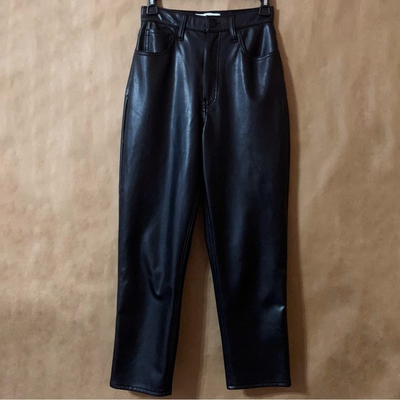 Abercrombie The Ankle Straight Ultra High Rise Curve Faux Leather Pants Size 26 - Picture 1 of 13